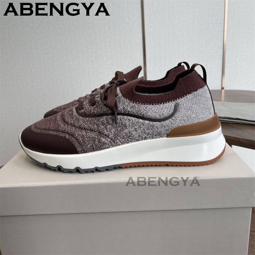 Men New Multicolour Knitted lo - Knit Fabric Lace Up Sneakers recension och pris