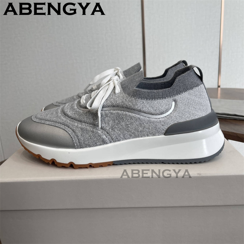 Men New Multicolour Knitted lo - Knit Fabric Lace Up Sneakers recension och pris