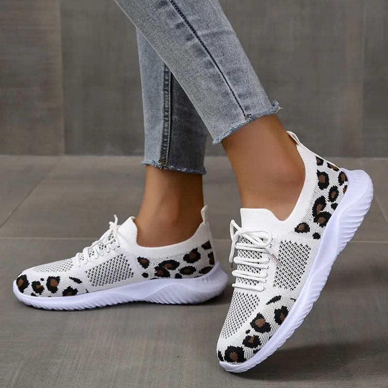 New Summer Women's Knitted Mes - Knit Fabric Lace Up Sneakers recension och pris