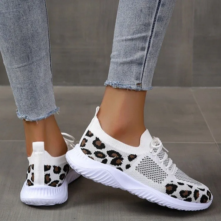 New Summer Women's Knitted Mes - Knit Fabric Lace Up Sneakers recension och pris